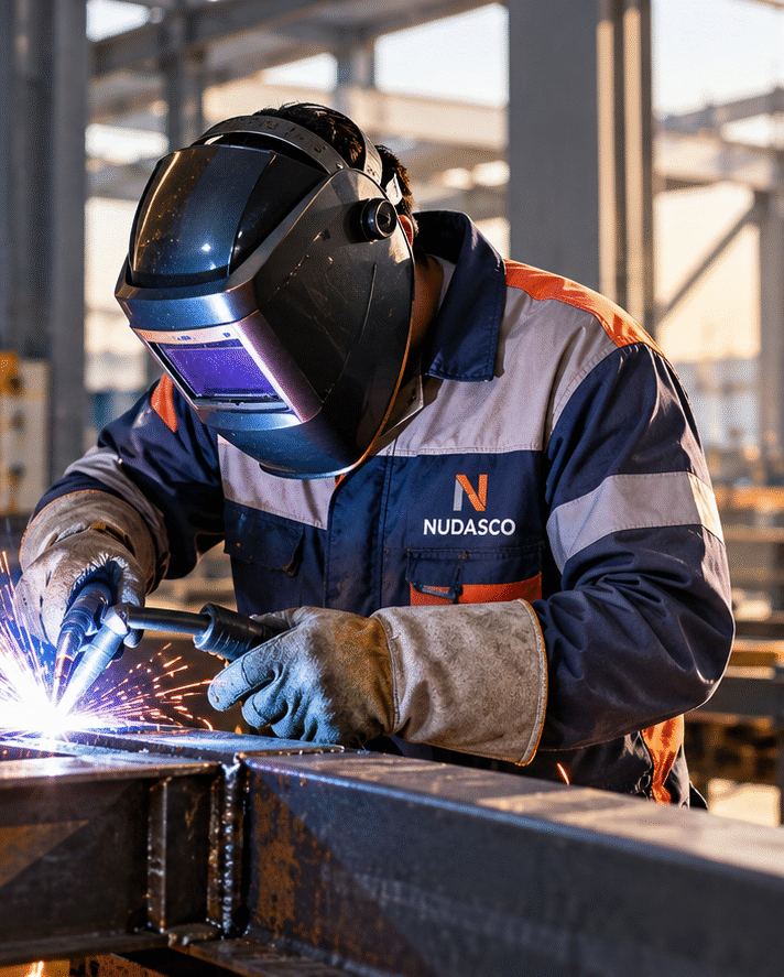 NUDASCO Welder in Steel Workshop